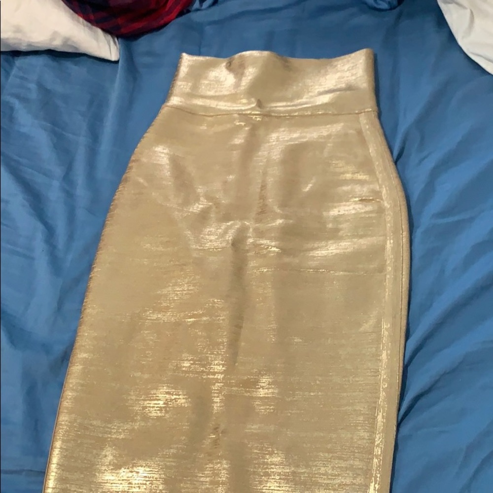 High waist gold skirt